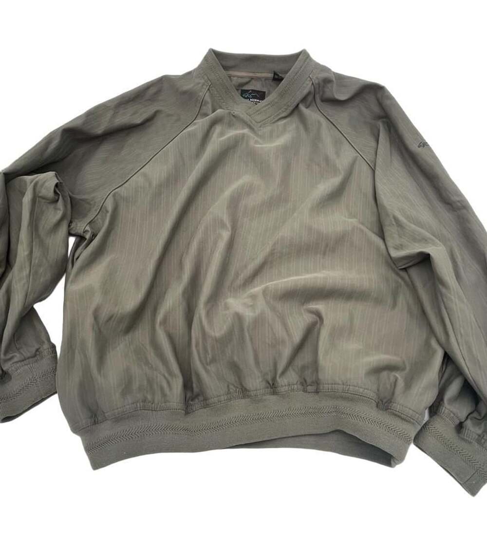 Greg Norman Olive Green V-Neck Windbreaker Golf Pullover Jacket Mens Medium